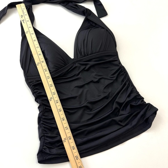 La Blanca Women’s Sz 4 Black Ruched Padded Halter Tankini Top Swimsuit Slimming - Picture 8 of 9